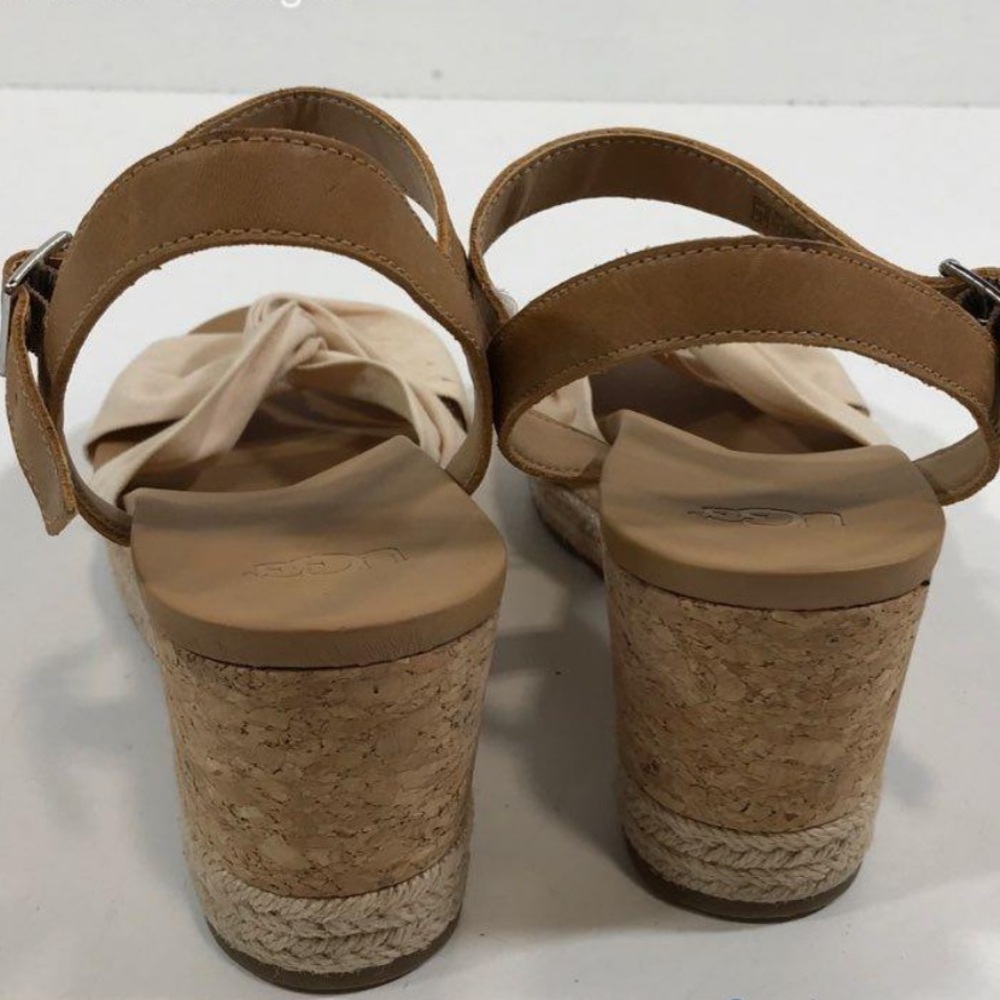 Women’s UGG Joslyn Tan/Cream Espadrille Wedges with Bow Detail Sandals Size 9 - Picture 5 of 6